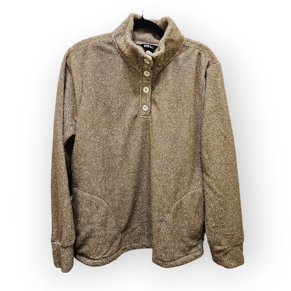 Eddie Bauer Women's Large Pullover Fleece Sweatshirt 1/4 Btn Neck Color Pumice